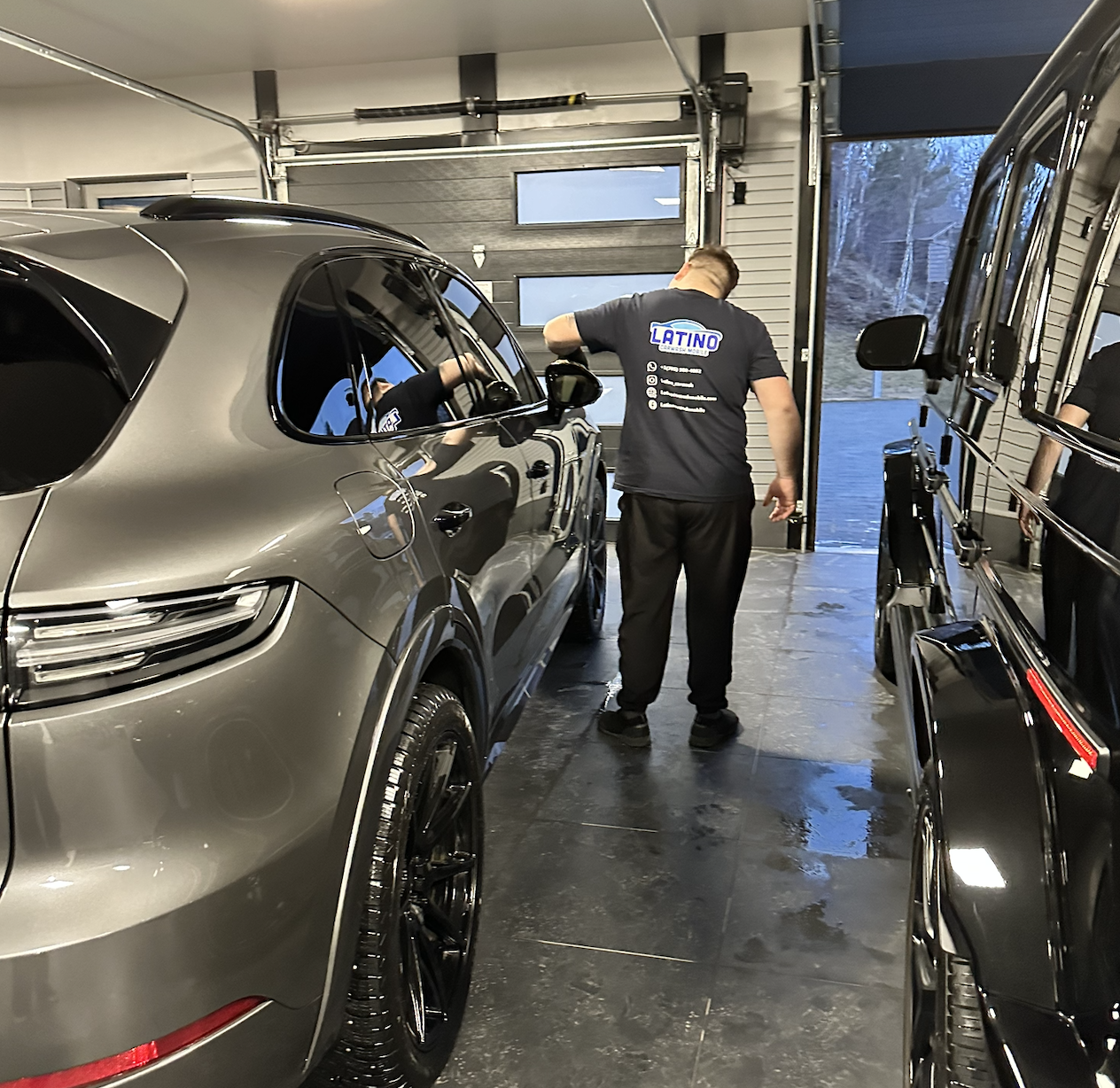Professional detailing service in garage