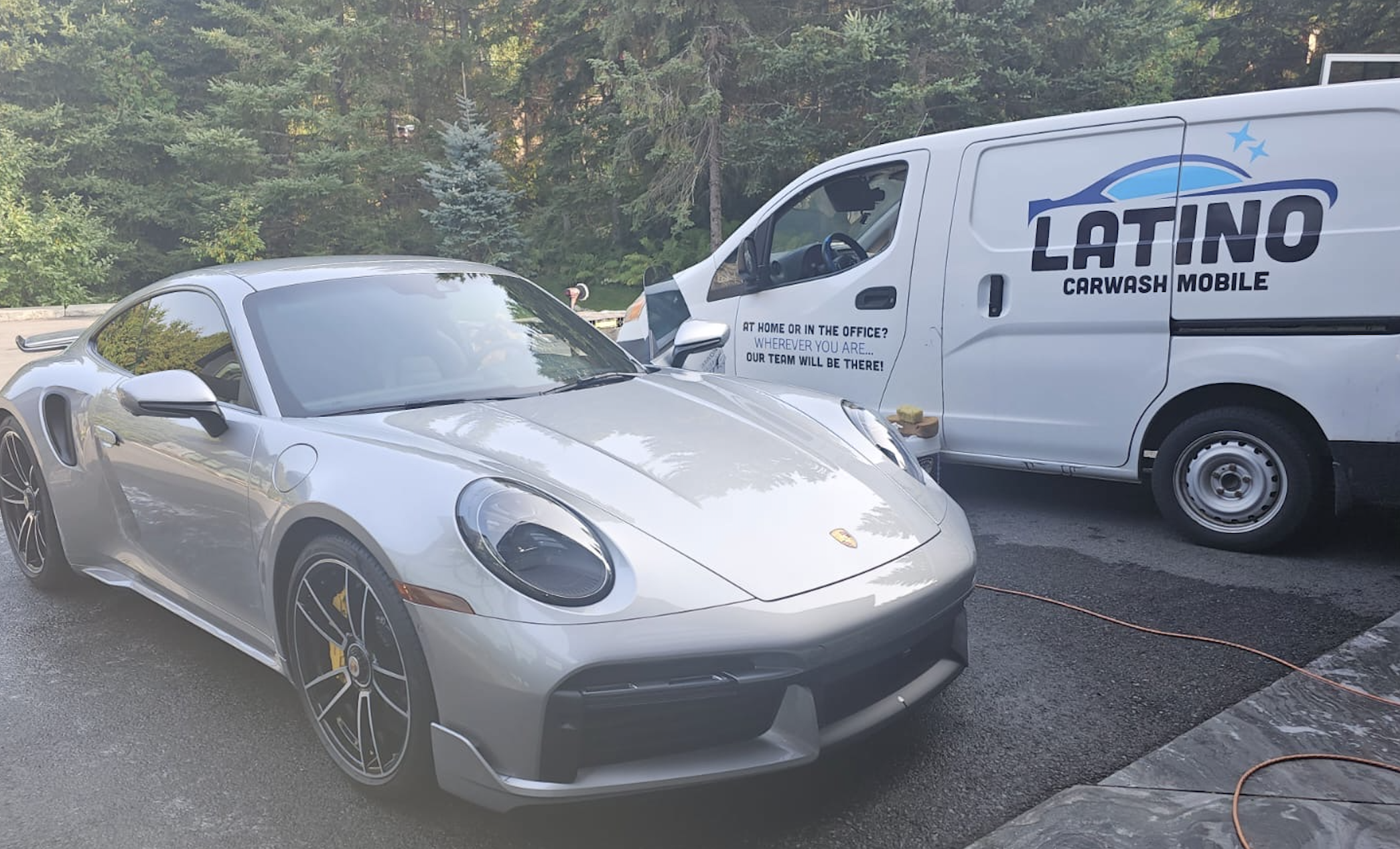 Silver Porsche mobile detailing service